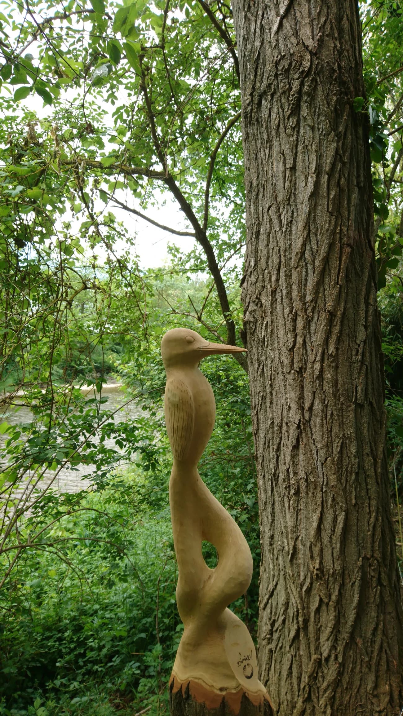 Sculpture bois martin pêcheur n°1