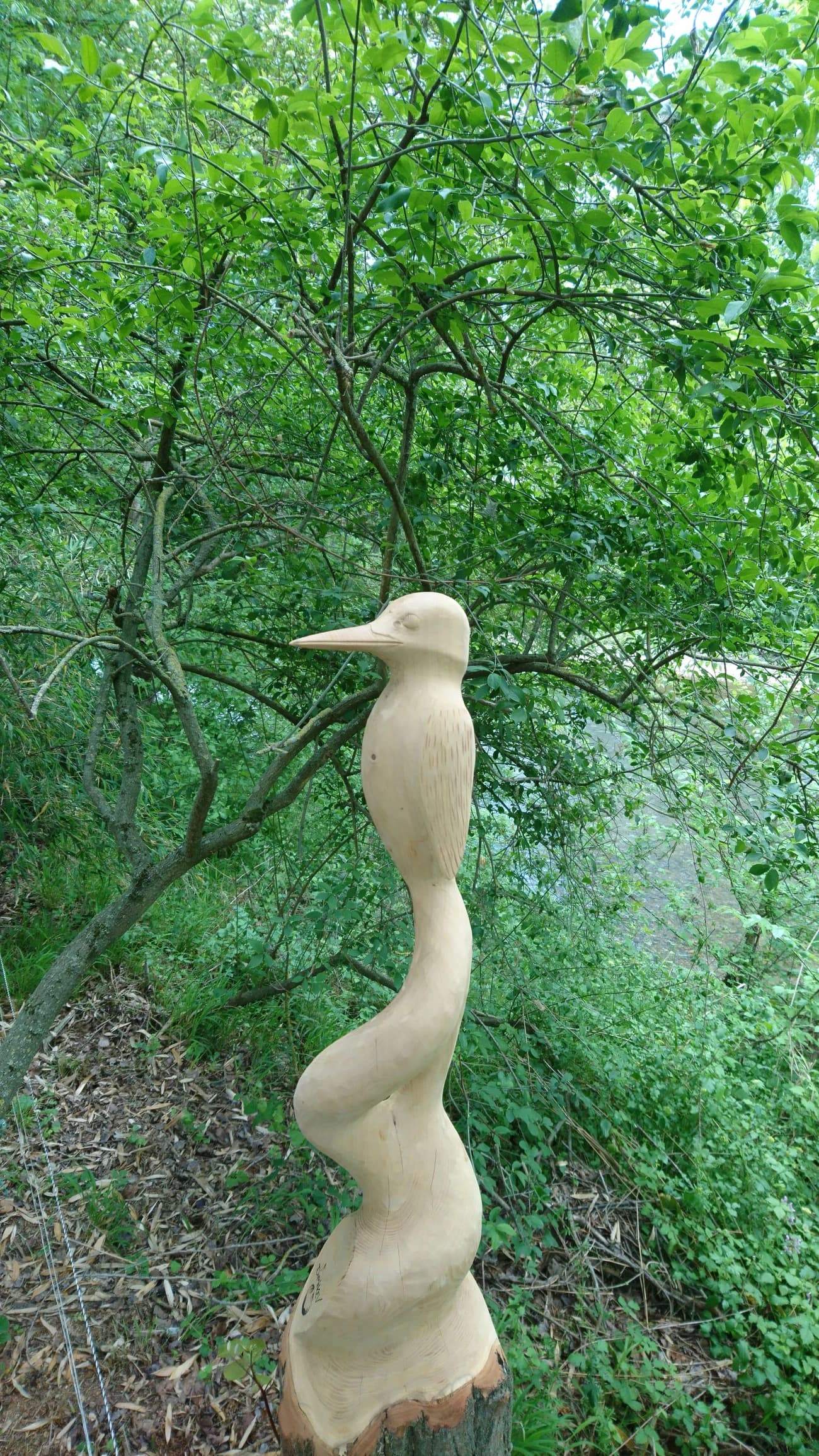 Sculpture bois martin pêcheur n°2